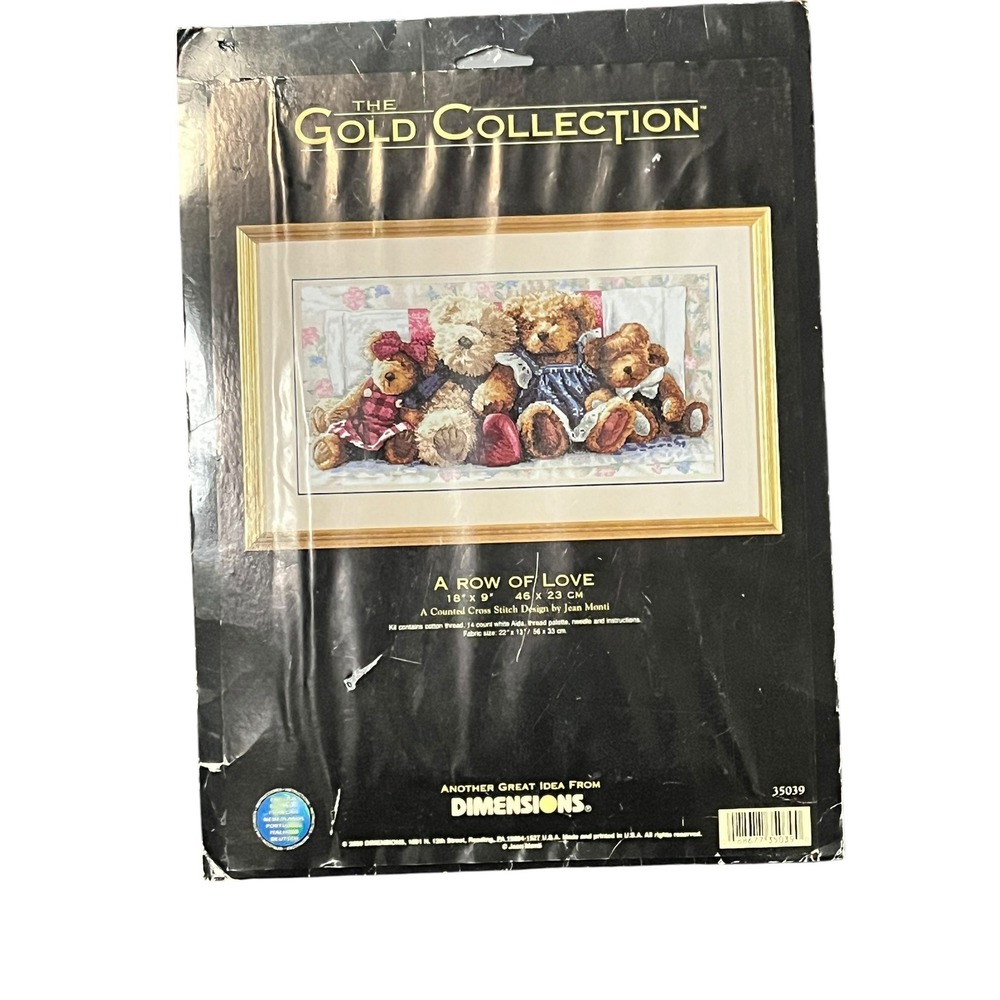 Dimensions Gold Collection A Row of Love Cross Stitch Kit 35039 Teddy Bear